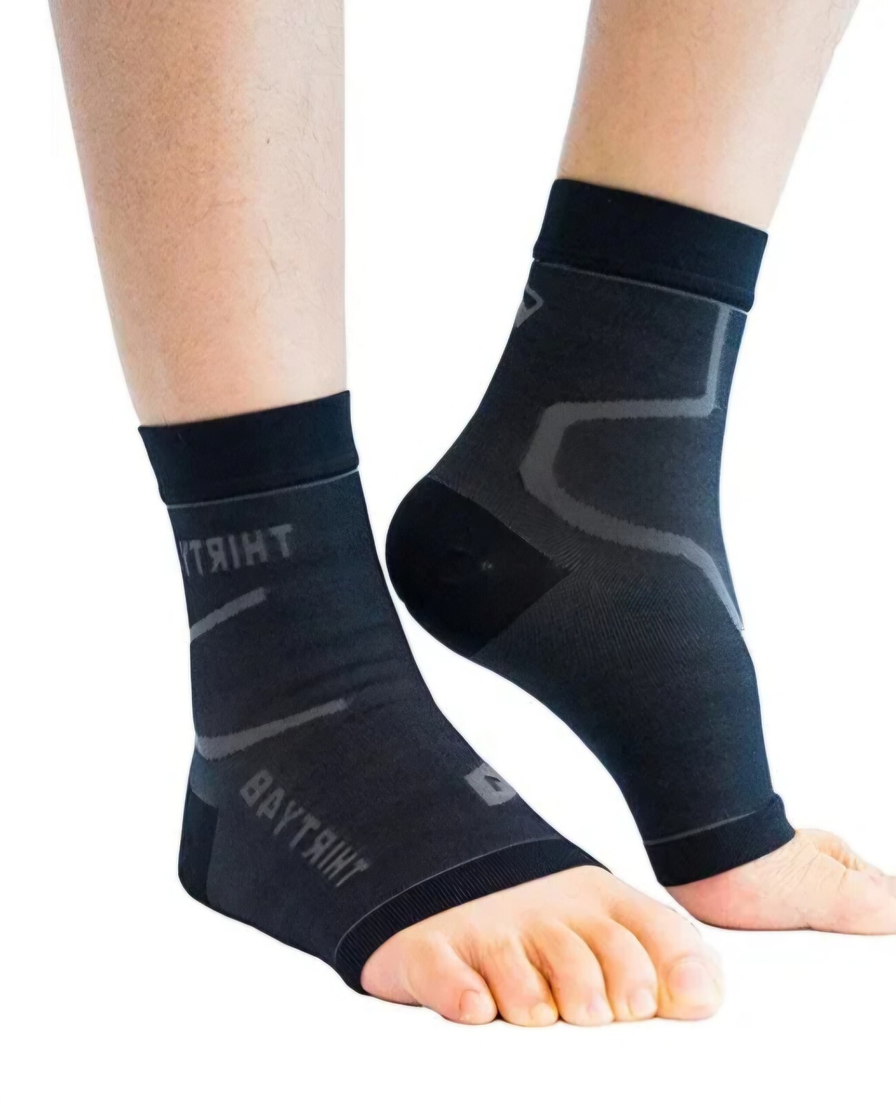 Thirty 48 Plantar Fasciitis Socks – Foot Compression Sleeves Black 1 Pair Large