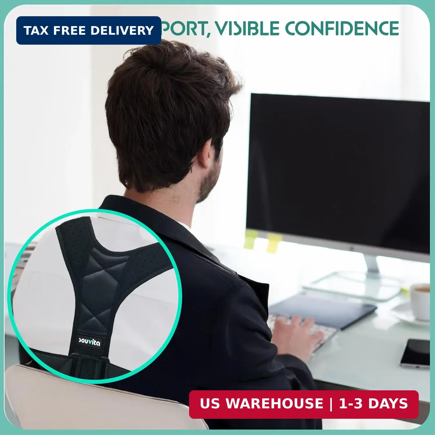 **Posture Corrector for Women & Men – Adjustable Back Brace Support for Upper Ba