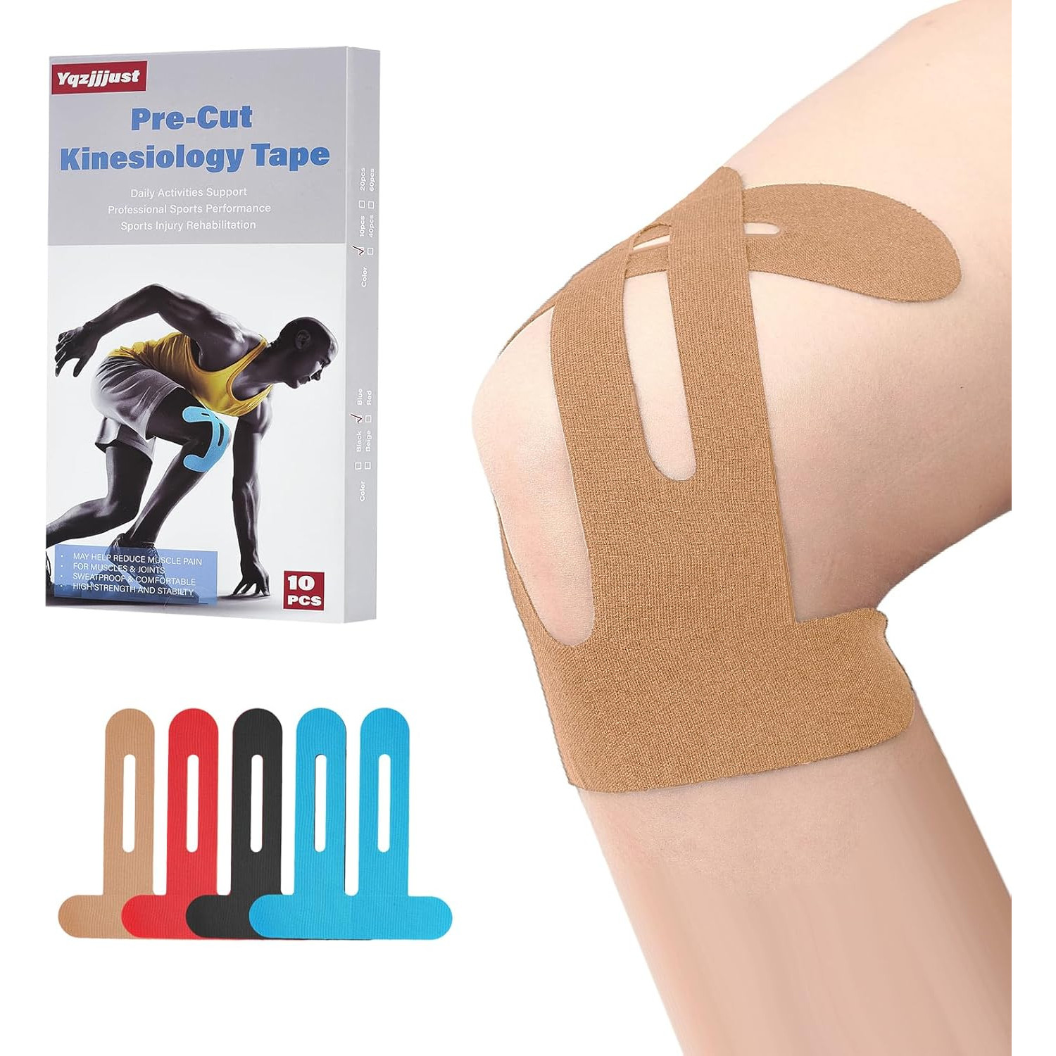 10PCS Kinesiology Tape Precut Waterproof Support for Knee Shoulder Pain