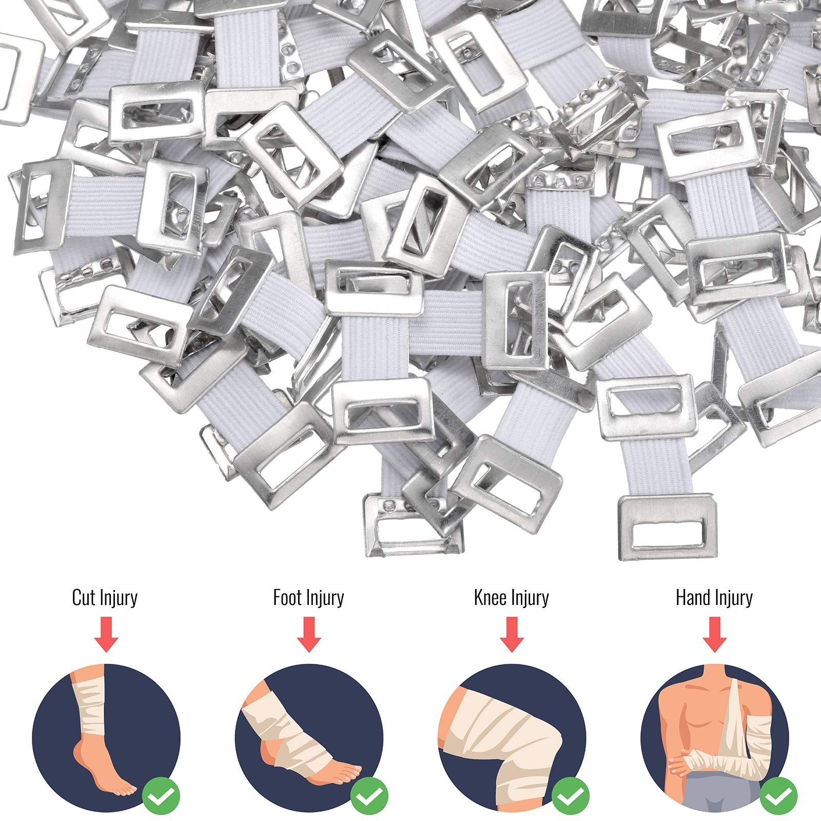 100 Pieces Bandage Clips Only Elastic Bandage Wrap Clips Stretch Metal Clasps…