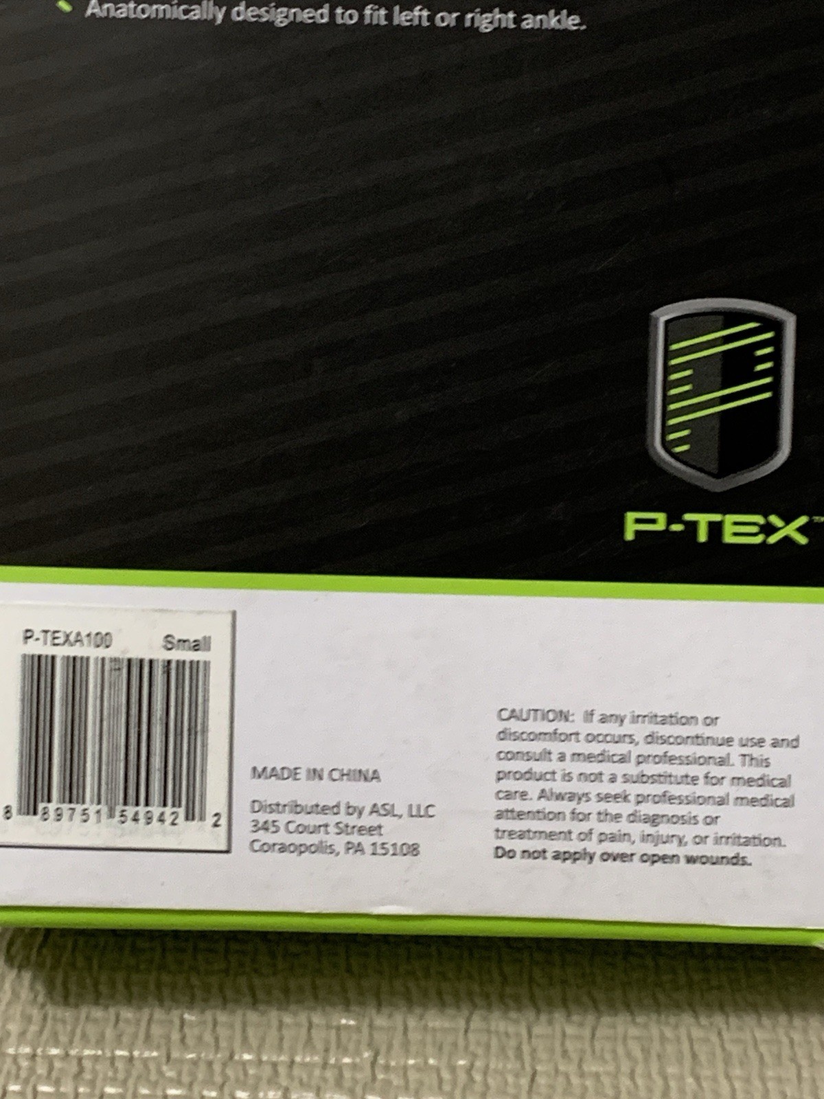 P-TEX ** ANKLE SLEEVE ** ” P-TEXA100** BLACK ADULT SMALL **NEW**