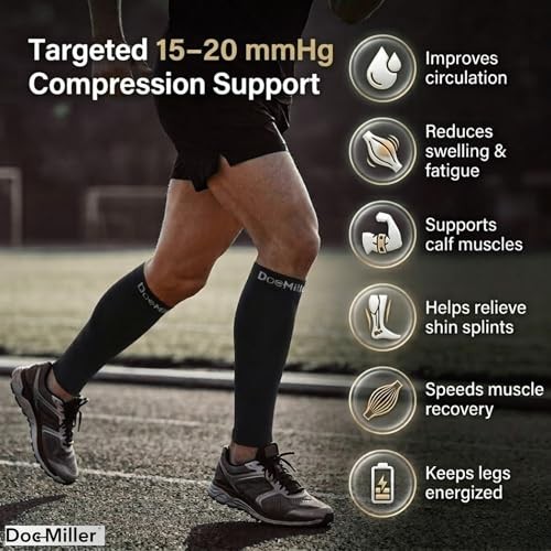 Calf Compression Sleeve for Petite Women & Men, 15-20 mmHg, Large Beige