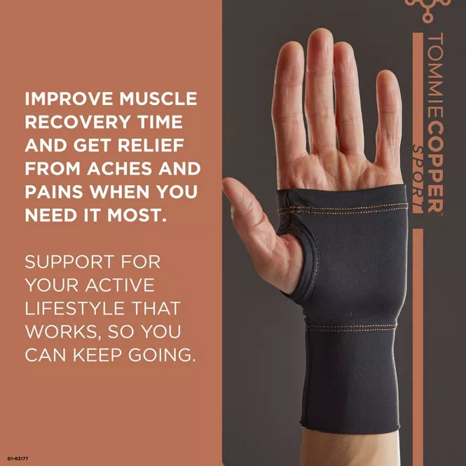 TOMMIE COPPER SPORT COMPRESSION WRIST SLEEVE LARGE/XL – BLACK