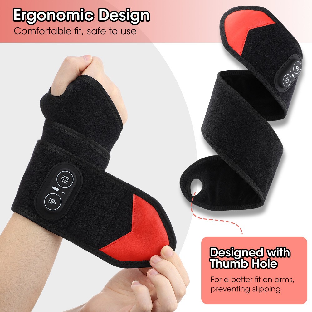 Cordless Wrist Heating Pad Wrap Heated Wrist Brace with Vibration Hand Massager
