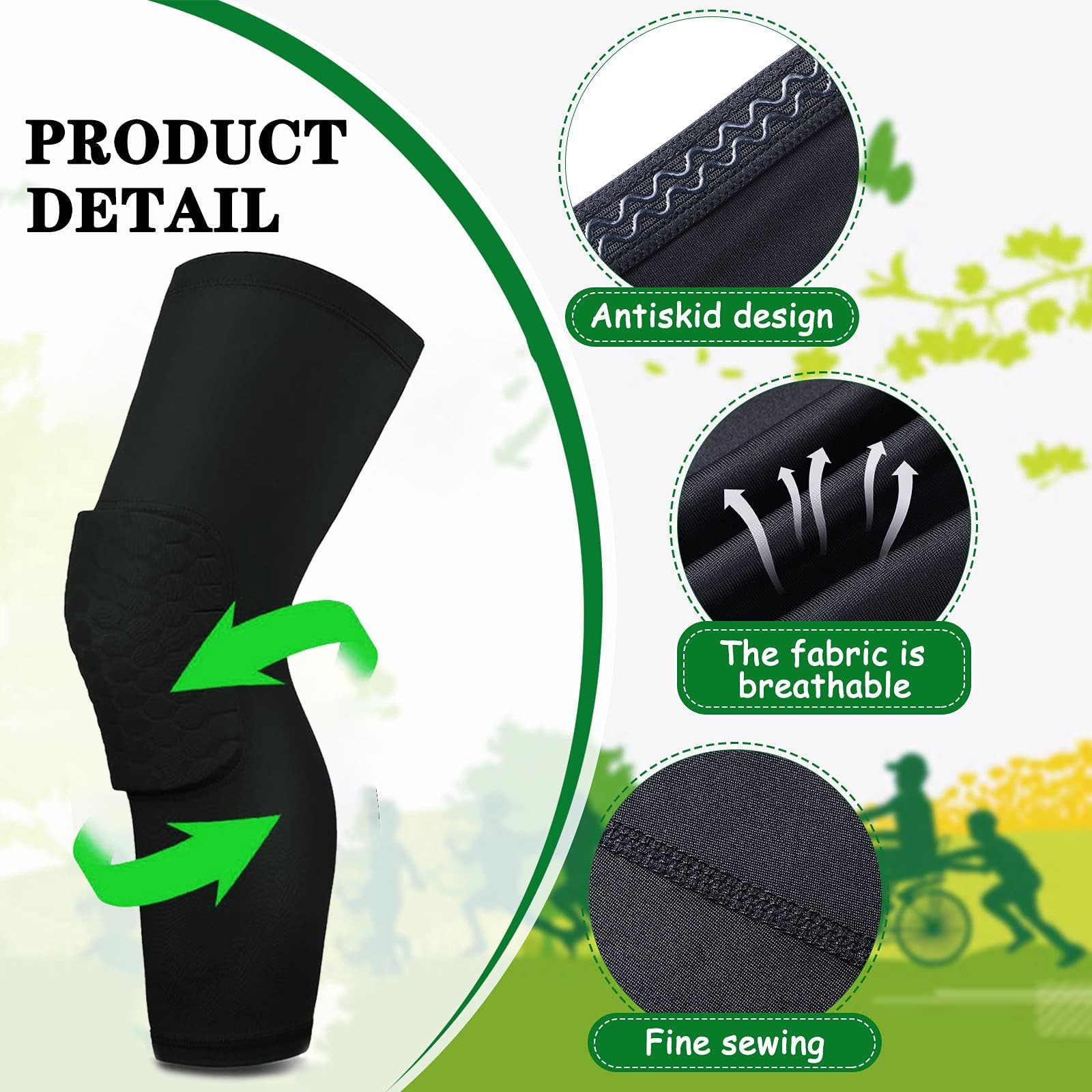 2 PCS Knee Compression Pads Sleeve Wrestling Brace Honeycomb Basketball Size XL