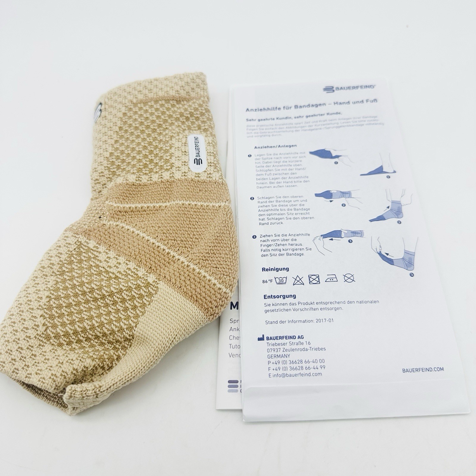 Bauerfeind MalleoTrain Ankle Support Stability for Ankle Joints & Tendons Sz 1 L