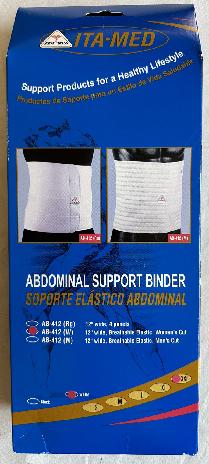 ITA-MED Women’s Breathable Elastic Abdominal Binder 12″ Wide Size XXL AB-412