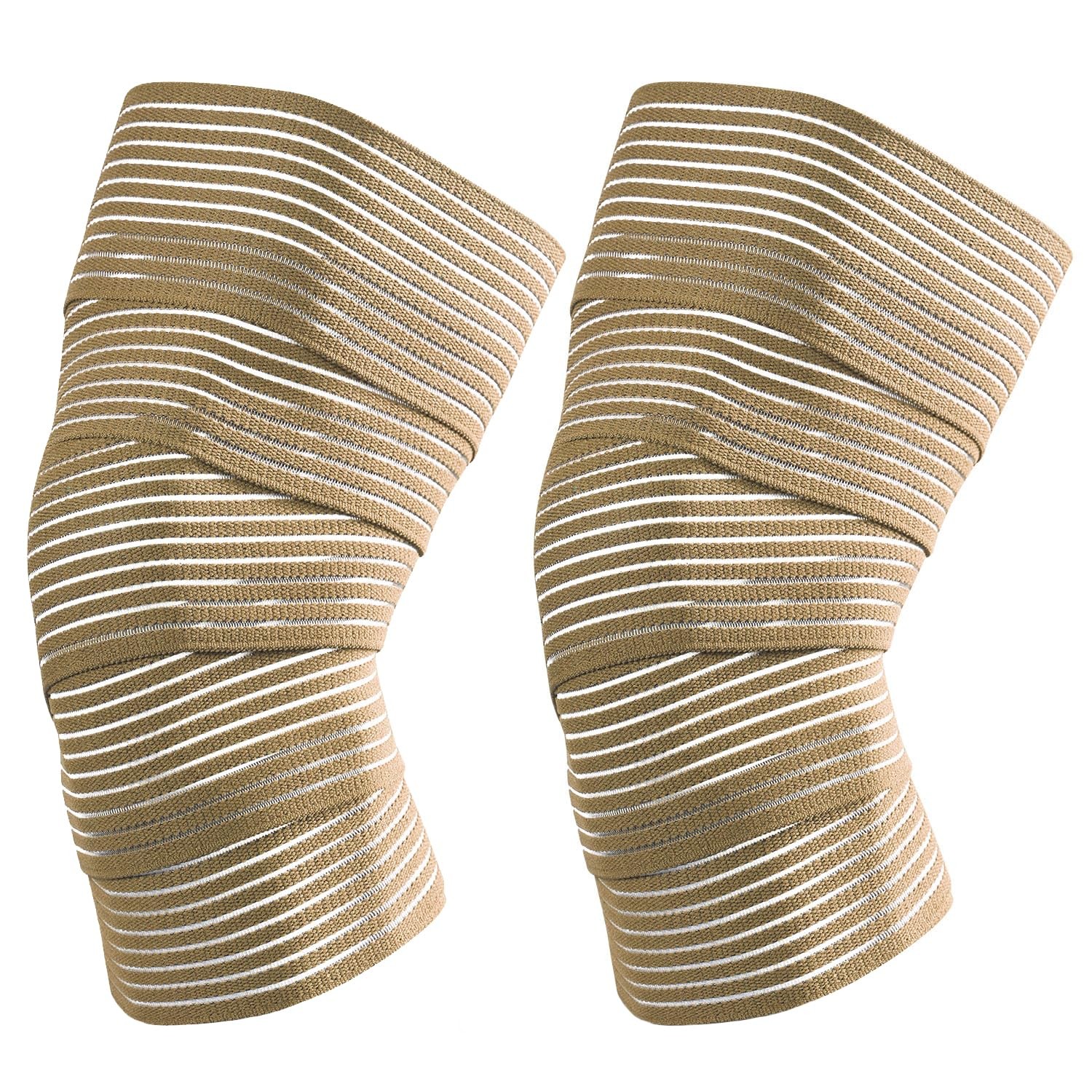 SUJAYU 2 Pack Elastic Knee Wraps for Pain Relief, One Size, Beige
