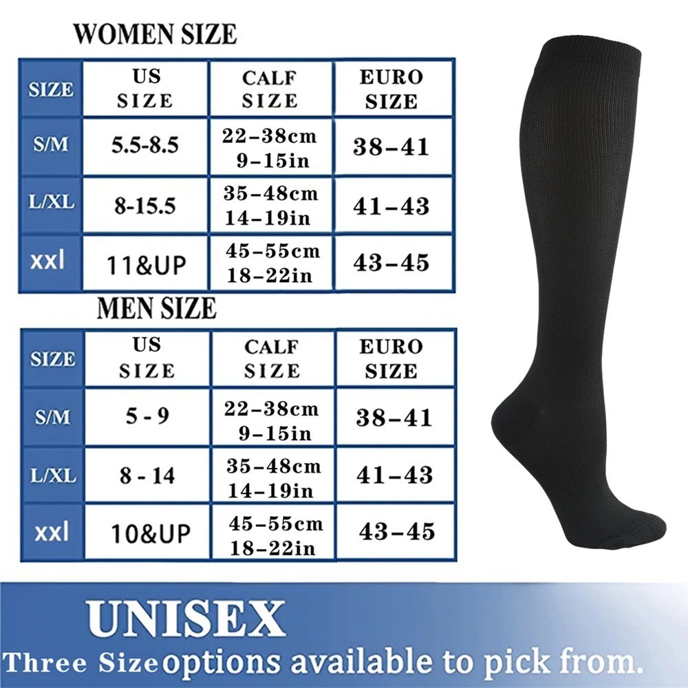 Compression Socks 15-20mmHg Anti Fatigue Running Travel Varicose Veins Men Women