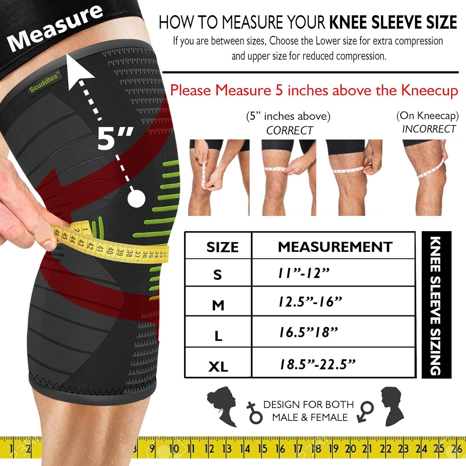 2 Pack Knee Brace Compression – ACL Meniscus Tear Relief Sports Pain Support
