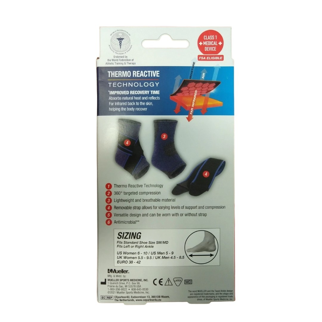 Mueller 4-Way Ankle Support W/ Removable Straps SM/MD, Moderate Support 9E