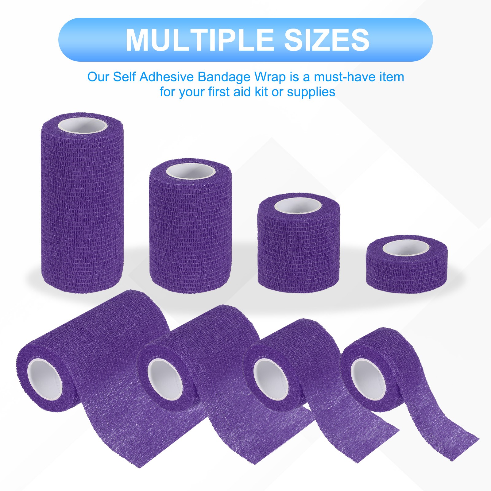 1″/2″/3″/4″ 24 Pcs 5 Yard Self Adhesive Bandage Wrap Self Tape Dark Purple