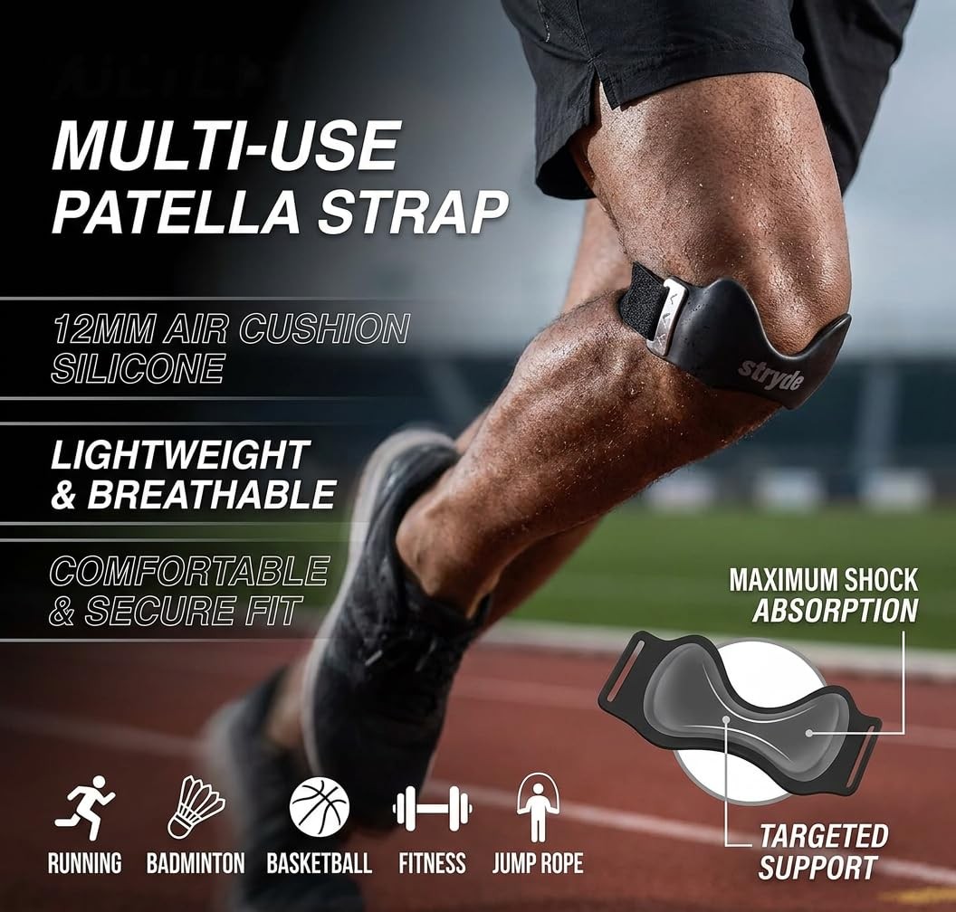 Stryde Precision Knee Strap, 2026 Upgraded Patellar Tendon Support with Silicon
