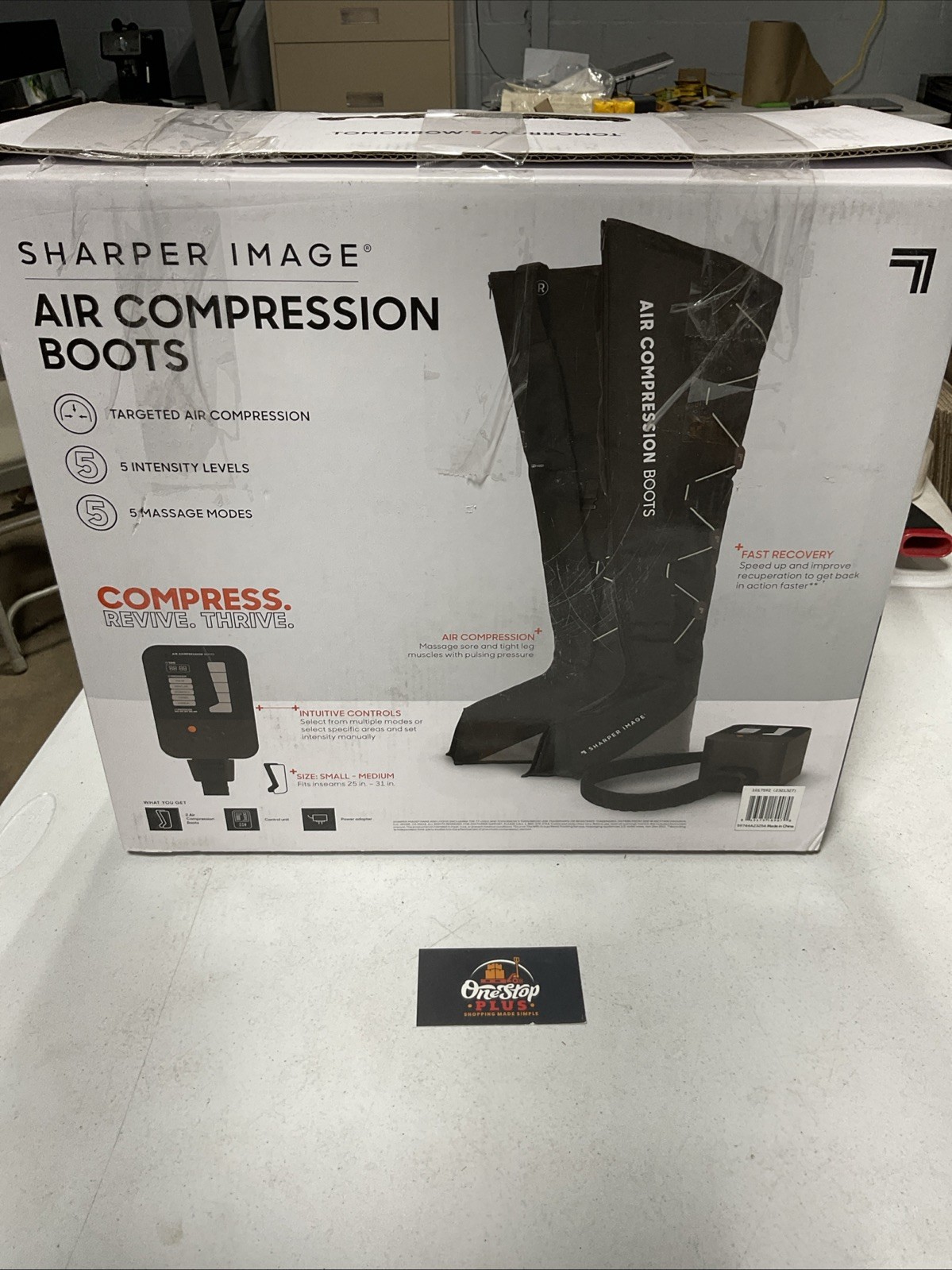 SHARPER IMAGE AIR COMPRESSION Flex BOOTS Small/Medium blue