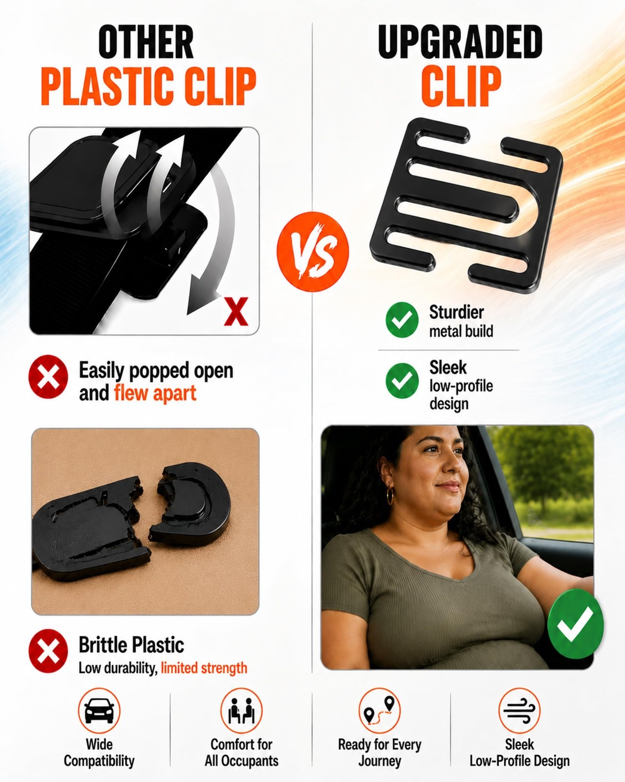 2 Pack Shoulder Belt Clips for Comfort & Relief | Ideal for Travel & Road Trips