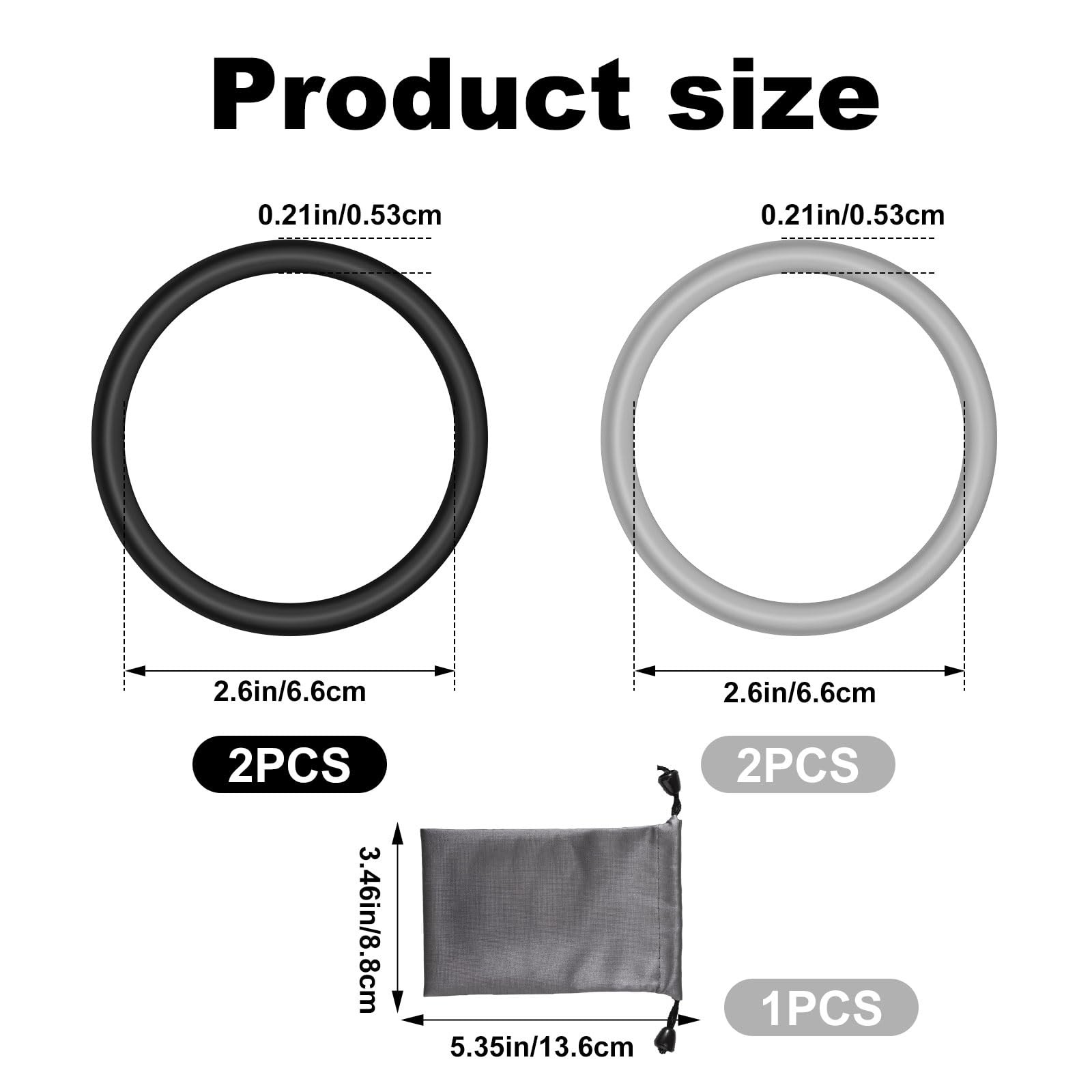4pcs Patellar Tendon Support Straps, Silicone Knee Band 6.6cm, Black, Gray