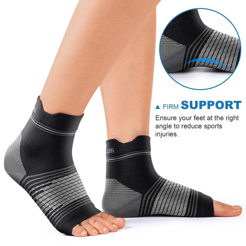 6 Pairs XL Black Plantar Fasciitis Sock Compression Foot Sleeves with Arch