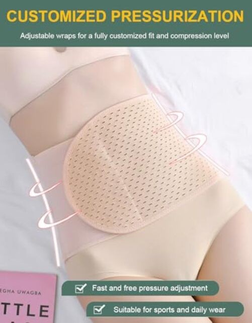 SUJAYU Abdominal Binder Post Surgery, Breathable Belly Band Large Beige