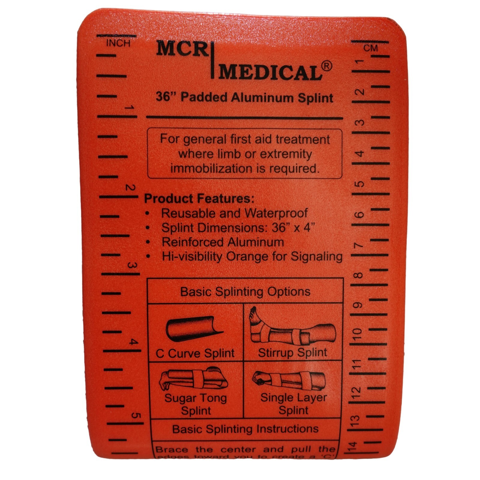 36″ Aluminum Reusable, Waterproof, Splint, Single