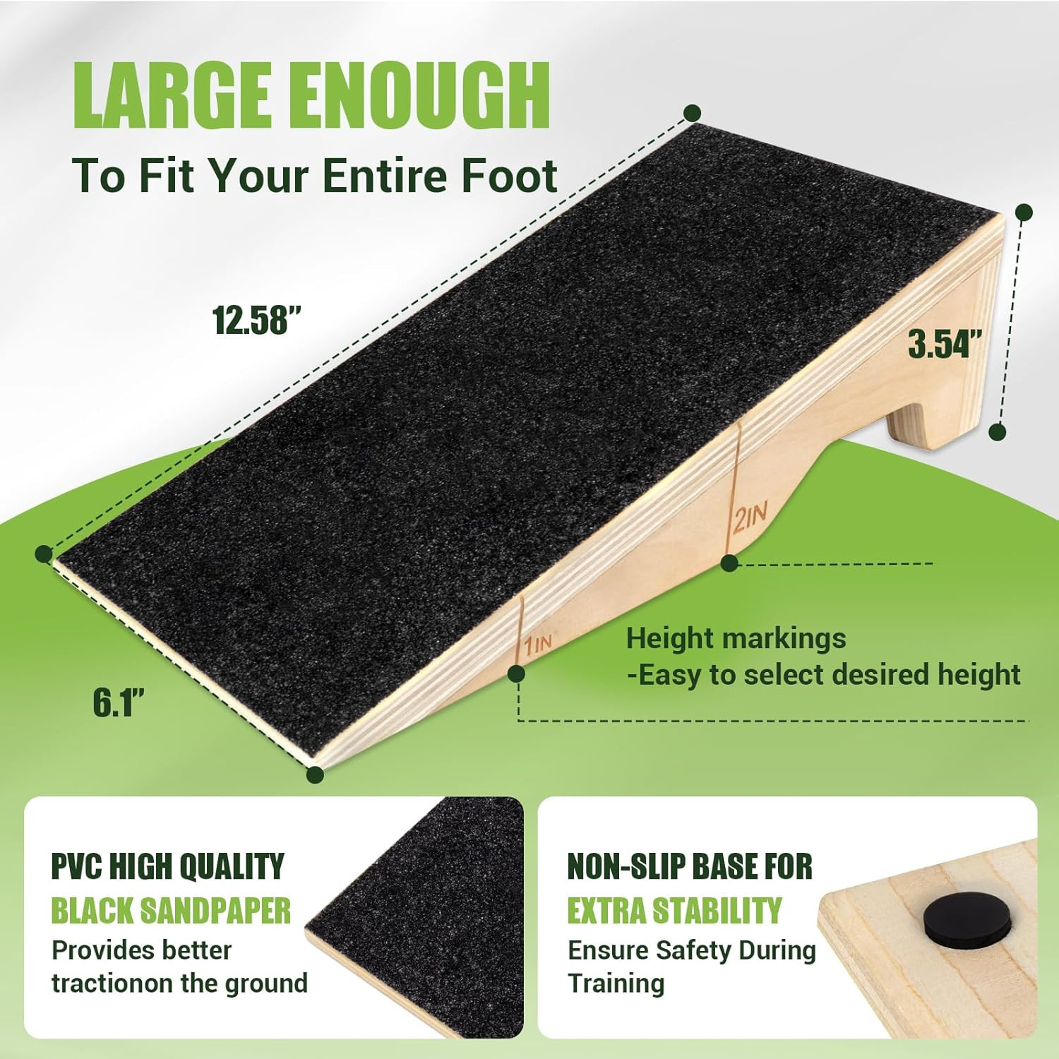 Squat Wedge Block, 2 Pcs Non-Slip Wooden Squat Wedge for Heel Elevation & Weight