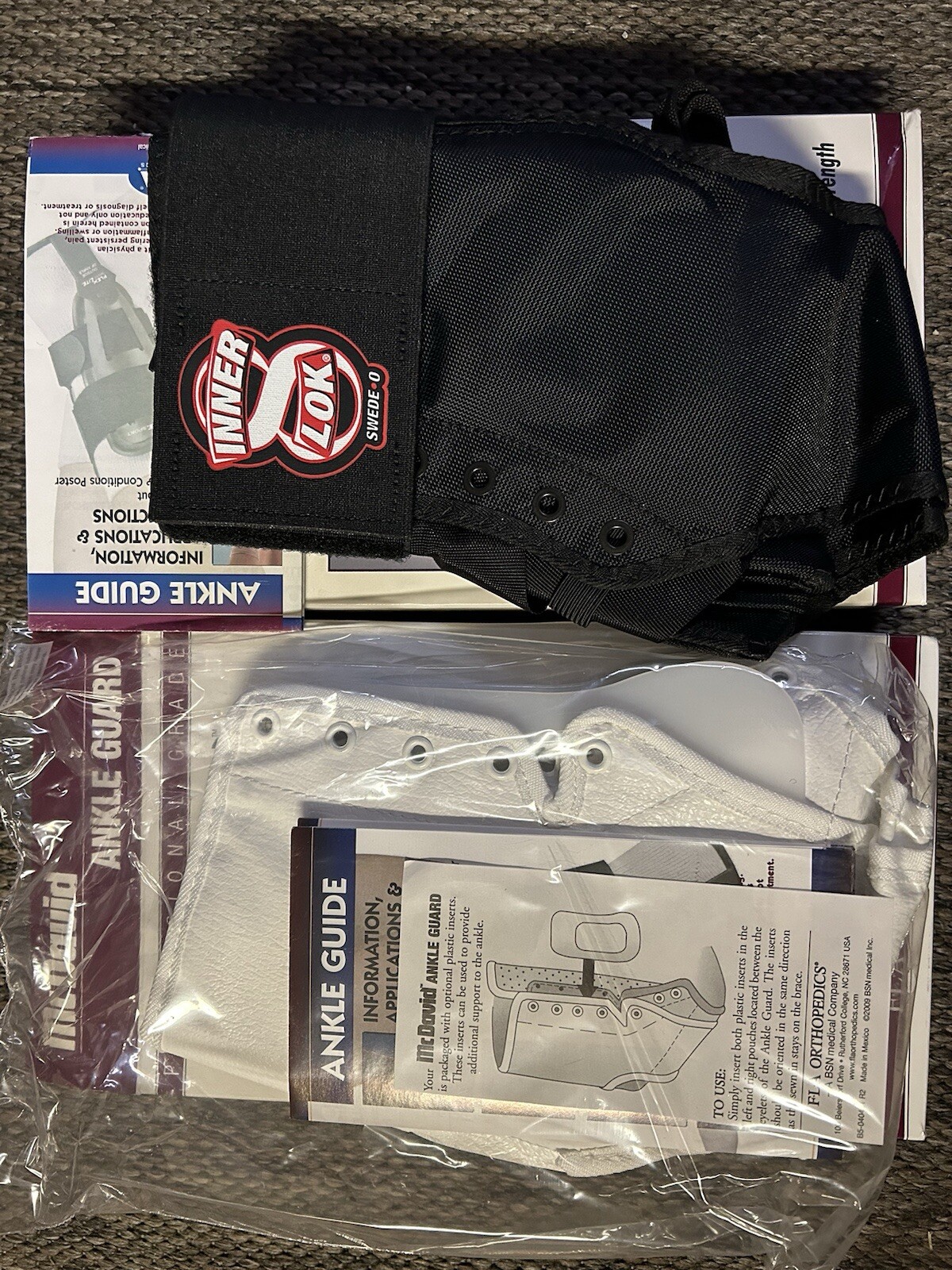 FLA X-Lg McDavid Ankle Guard w/Optional Plastic Inserts+Ankle Brace Open Box
