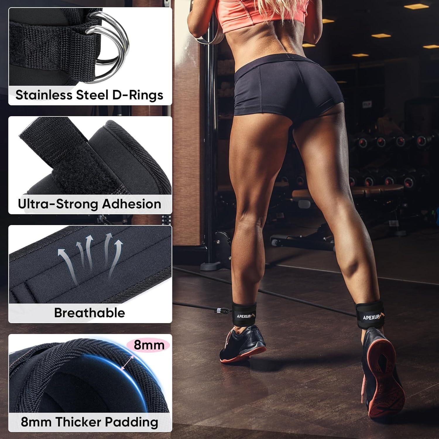 Adjustable Neoprene Ankle Strap for Cable Machines – Perfect for Glute Workouts