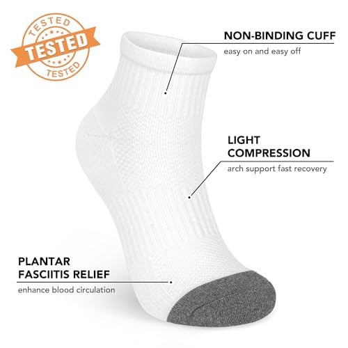 5 Pairs Copper Compression Socks for Women & Men – Large-X-Large 04 a White
