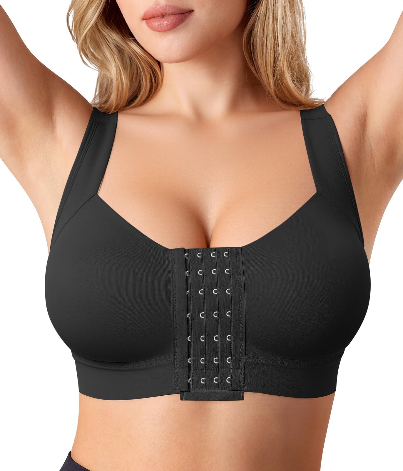 BRABIC Front Closure Post Surgery Compression Bras for Women Surgical Black