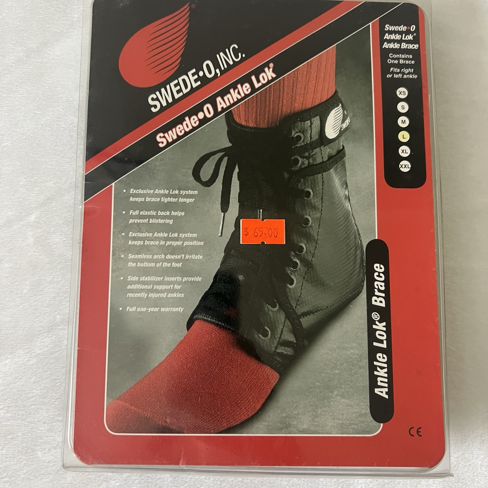 Swede-O Ankle Lok Brace Black Lace Up Size Large Unisex Medical Equipment Ortho