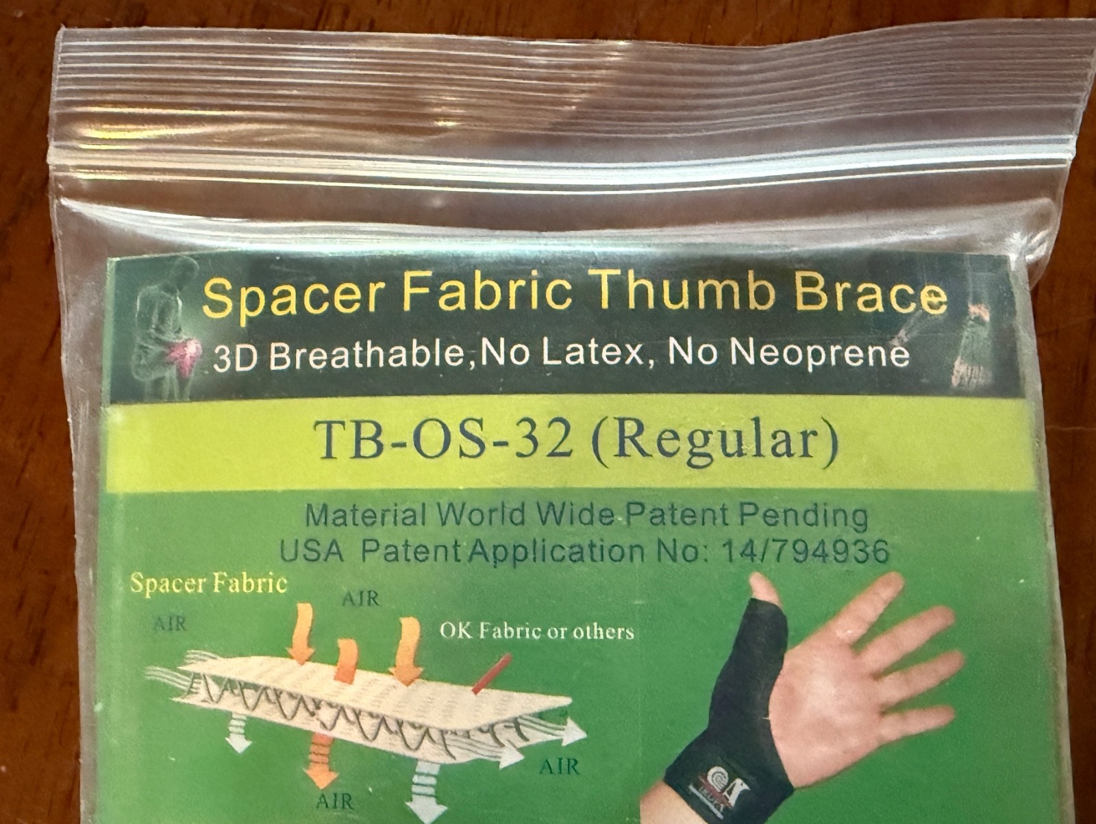 IRUFA Spacer Fabric Thumb Brace Splint Support Wrap Size Regular TB-OS-32 TC