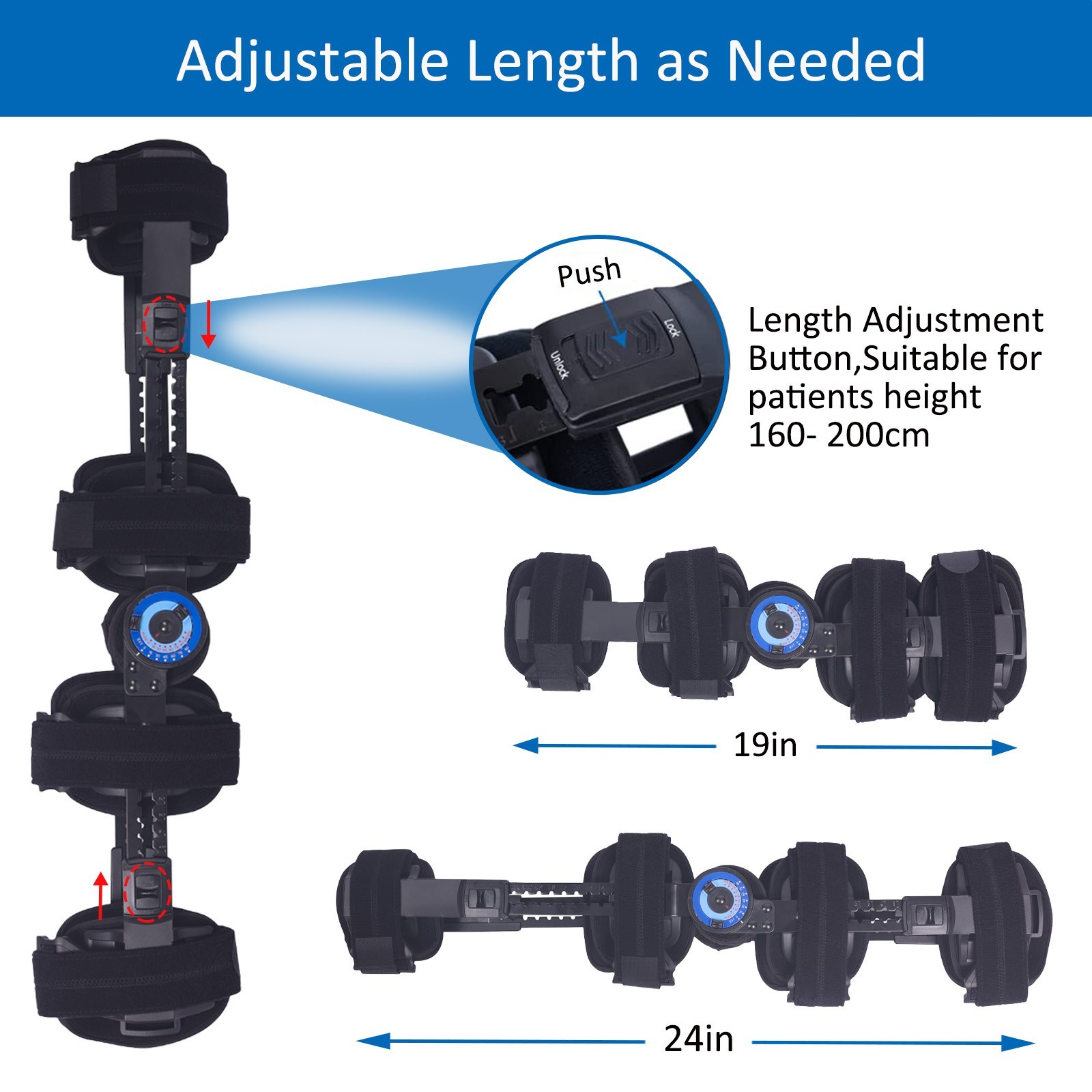 Adjustable Hinged ROM Knee Brace,Immobilizer for Meniscus, Fits Both Legs