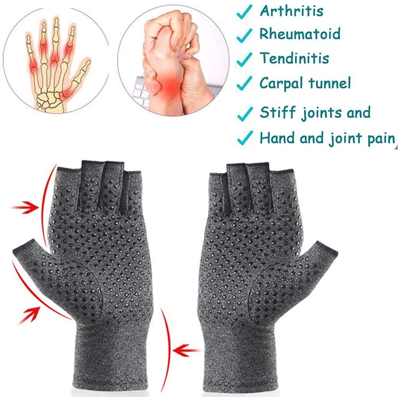 Copper Compression Gloves Arthritis Carpal Tunnel Hand Wrist Brace Support S/M/L