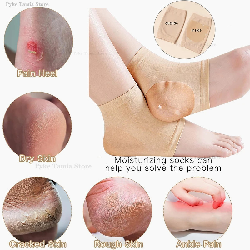 2pcs Heel Protective Cover Silicone Feet Care Anti-Crack Pain Relief Moisturizin