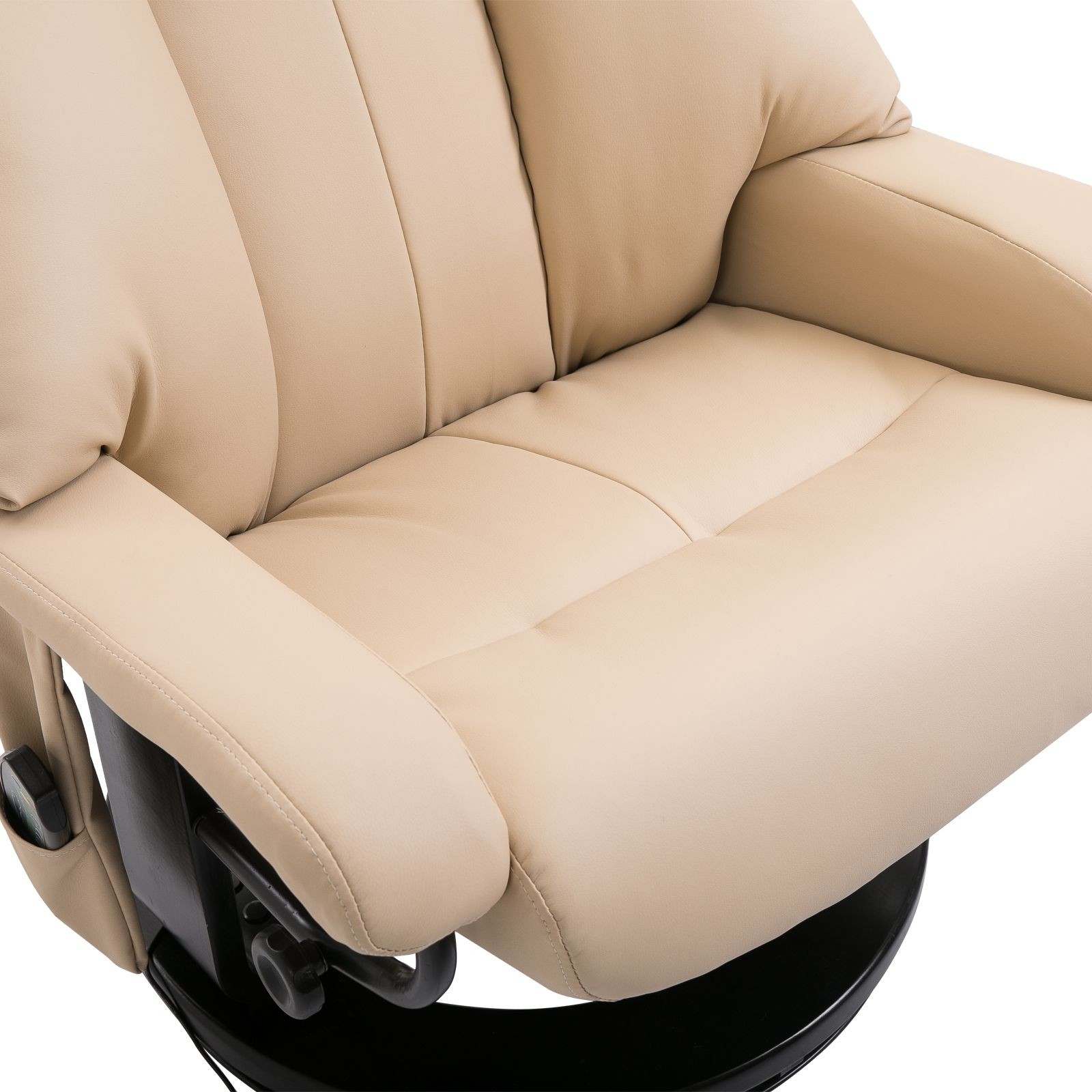 Beige Massage Recliner Chair with Ottoman, 10 – Point Vibrating Heat Function