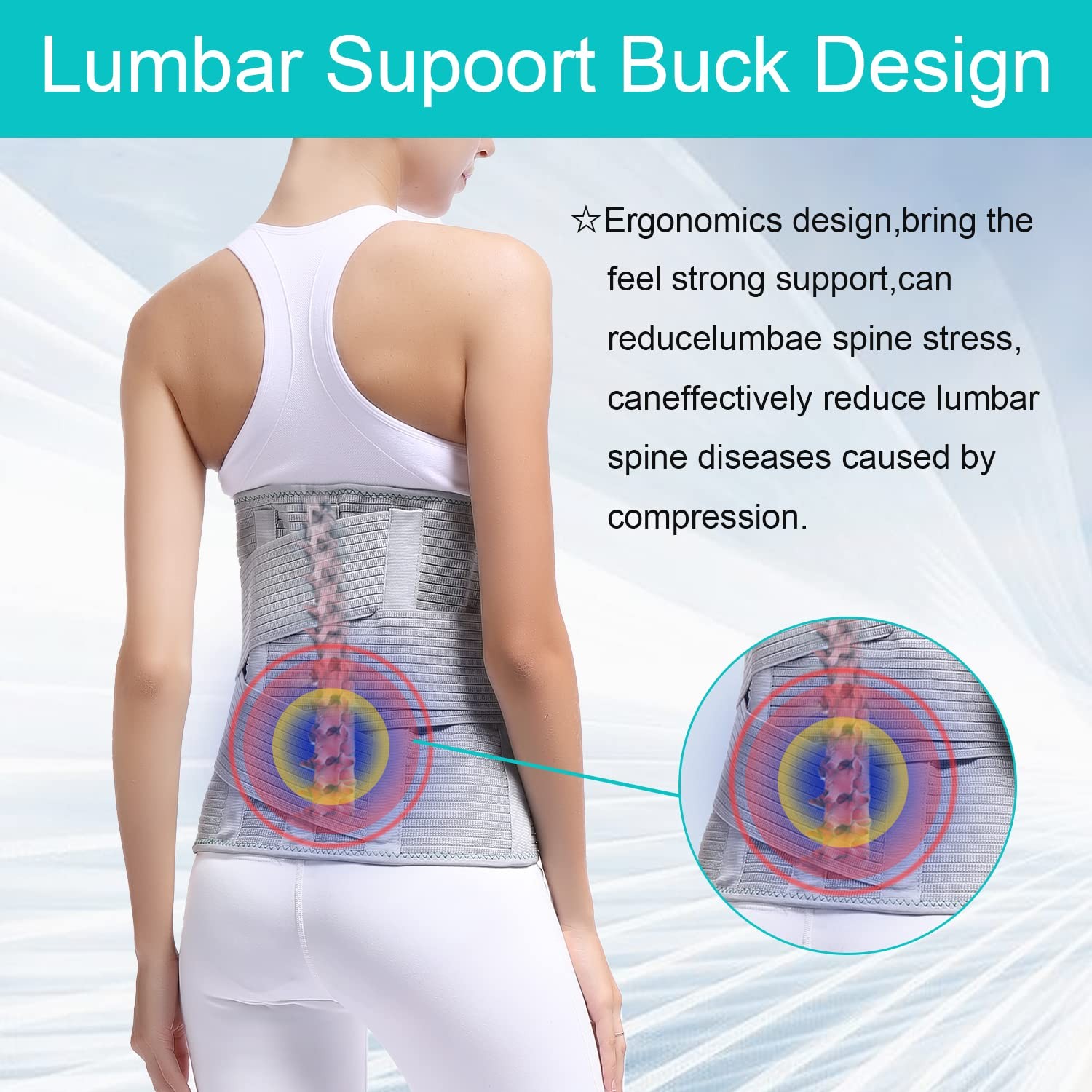 Back Support,Entire Back Brace ,Lumbar Support Belt for Women & Men, Adjustab…