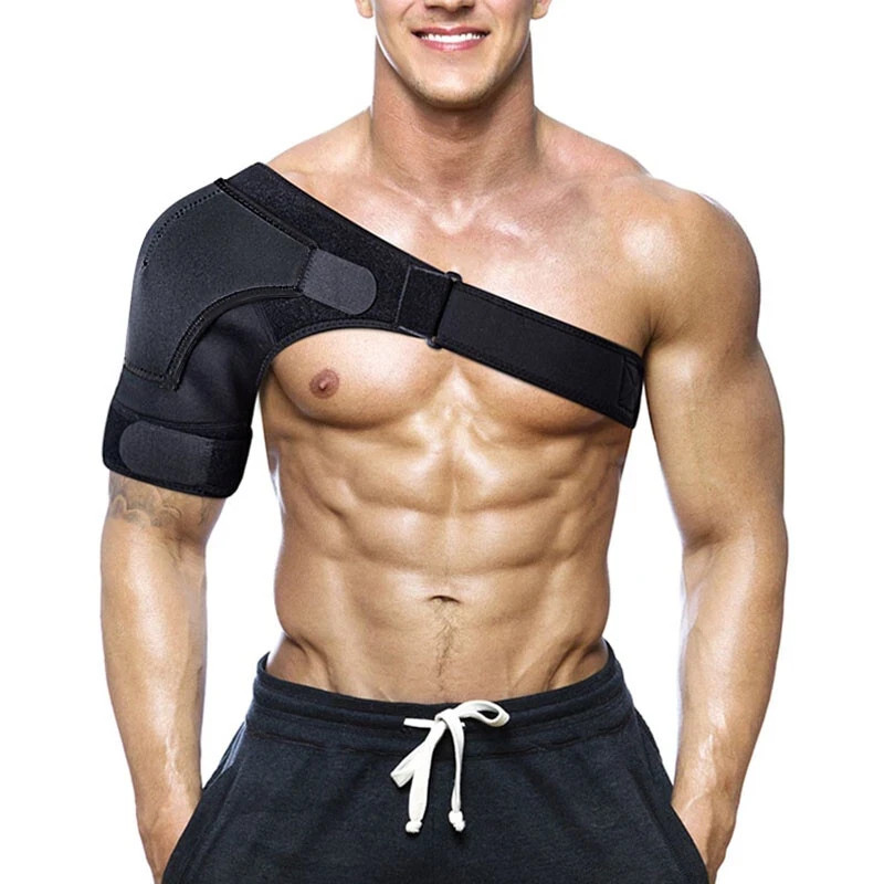 Shoulder Brace Rotator Cuff Support Relief Pain Adjustable Belt Black Left Right