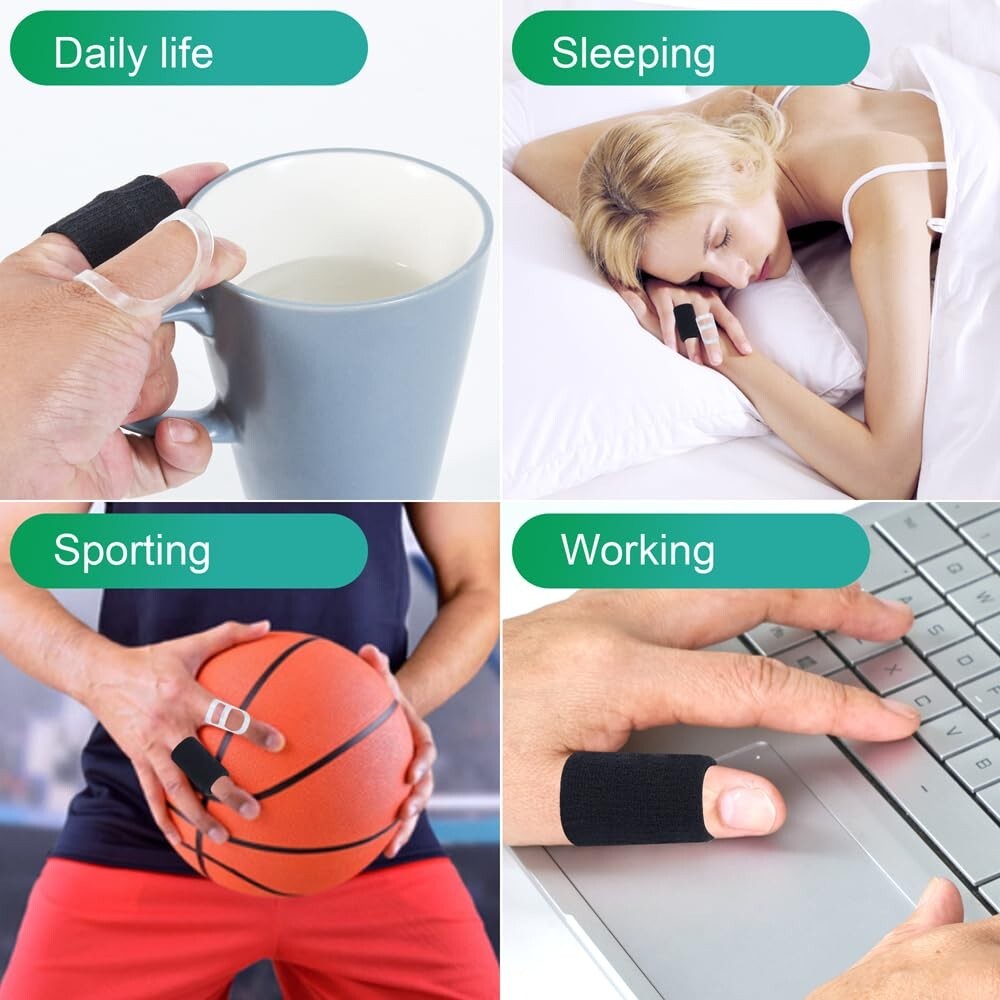Adjustable 12-Piece Finger Splint Set – Supports Sizes 5 to 12 for Every Finger