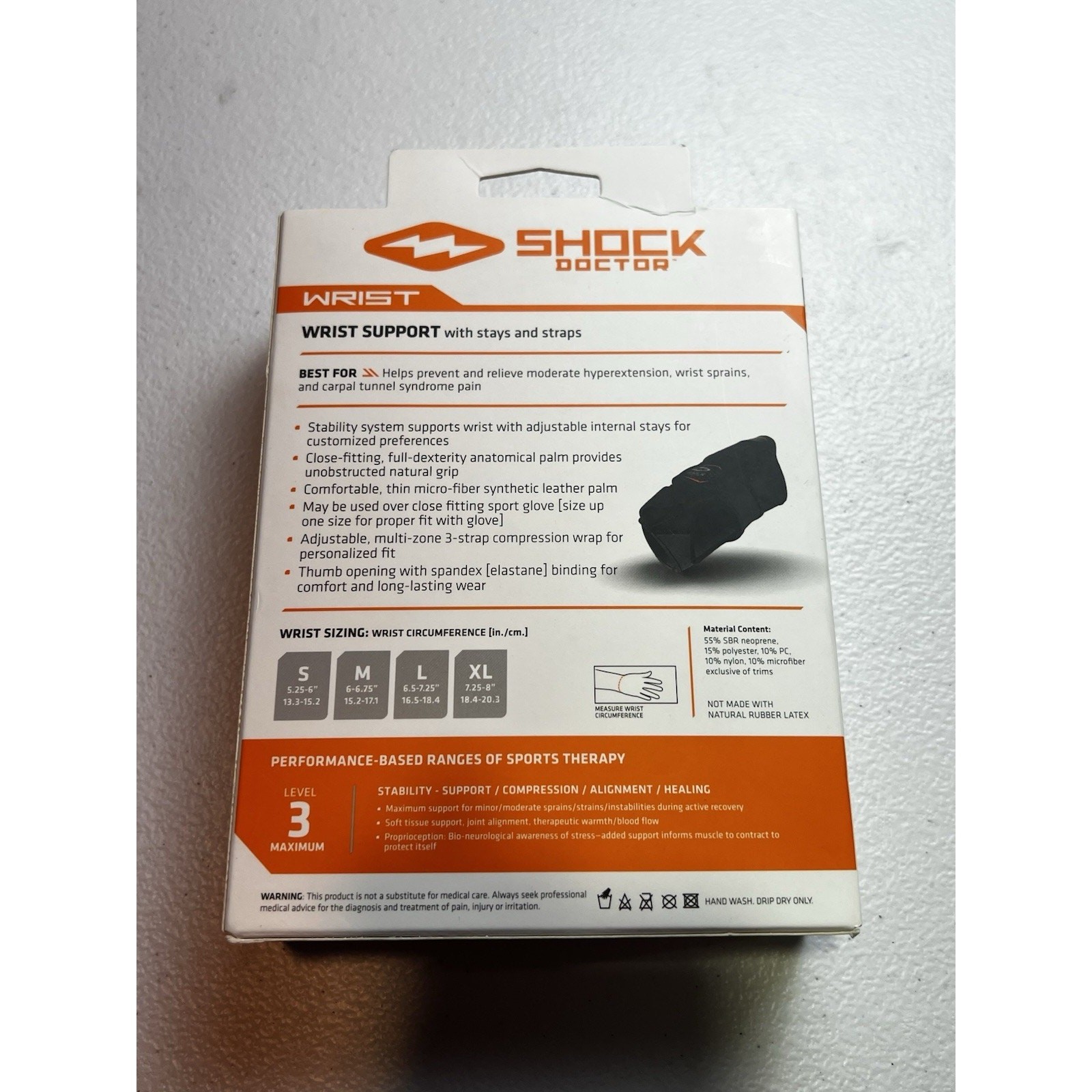 Shock Doctor Level 3 Wrist Support With Stays & Straps – XL – Left (INV #184)