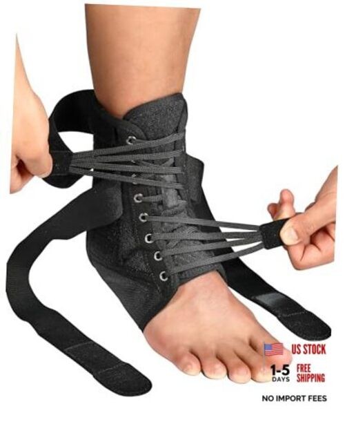 Quickace Up Ankle Brace for Women Men with Removable Side L Black Stripes