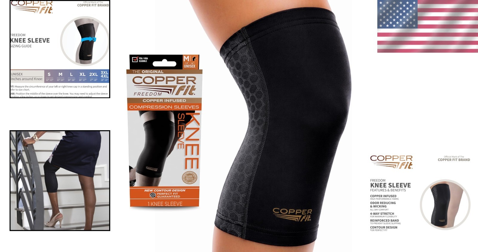 Comfortable Copper Knee Compression Sleeve in Large – Enhances Overall Mobility
