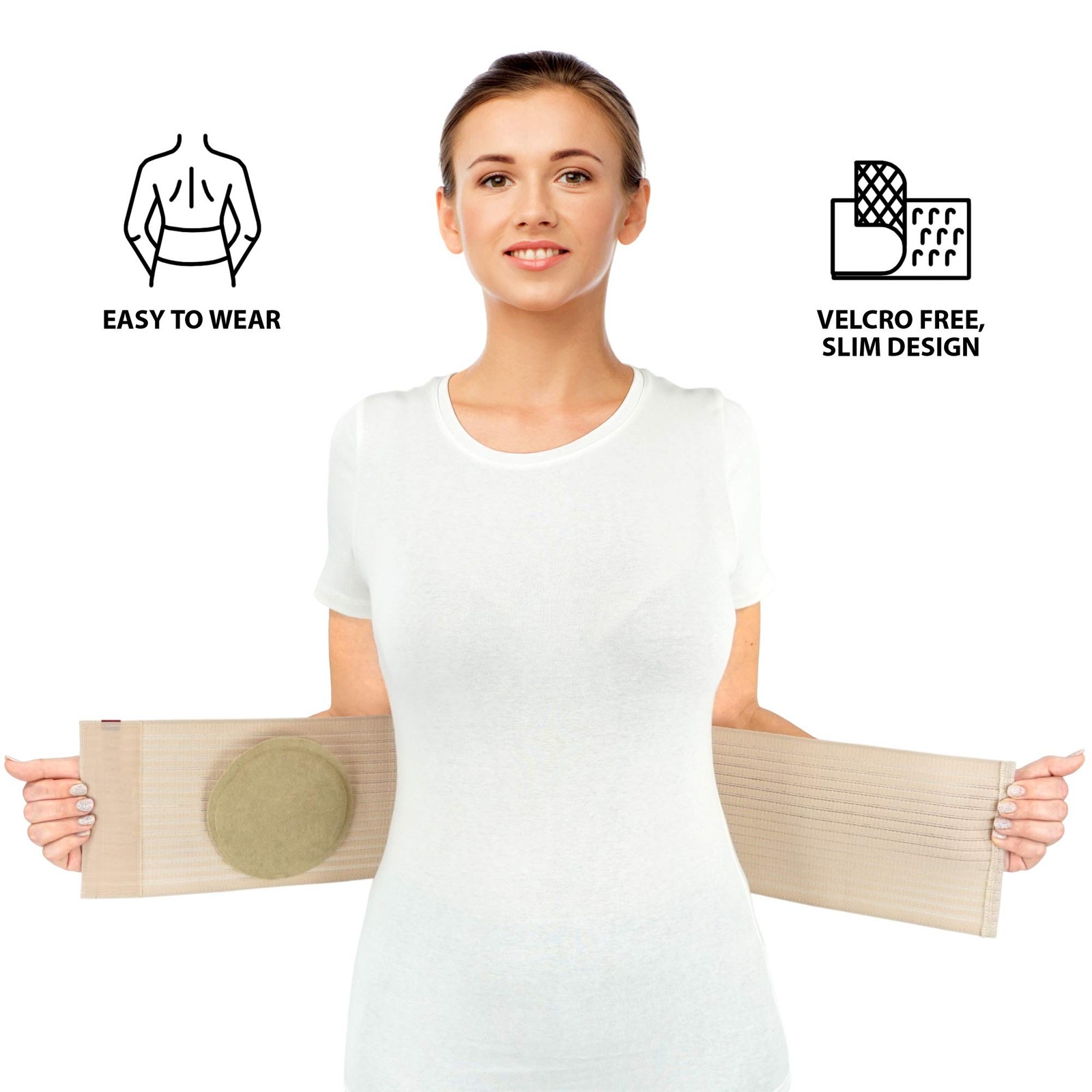 ORTONYX Umbilical Hernia Belt Abdominal Binder w/ Pad Beige OX5241 L/XXL