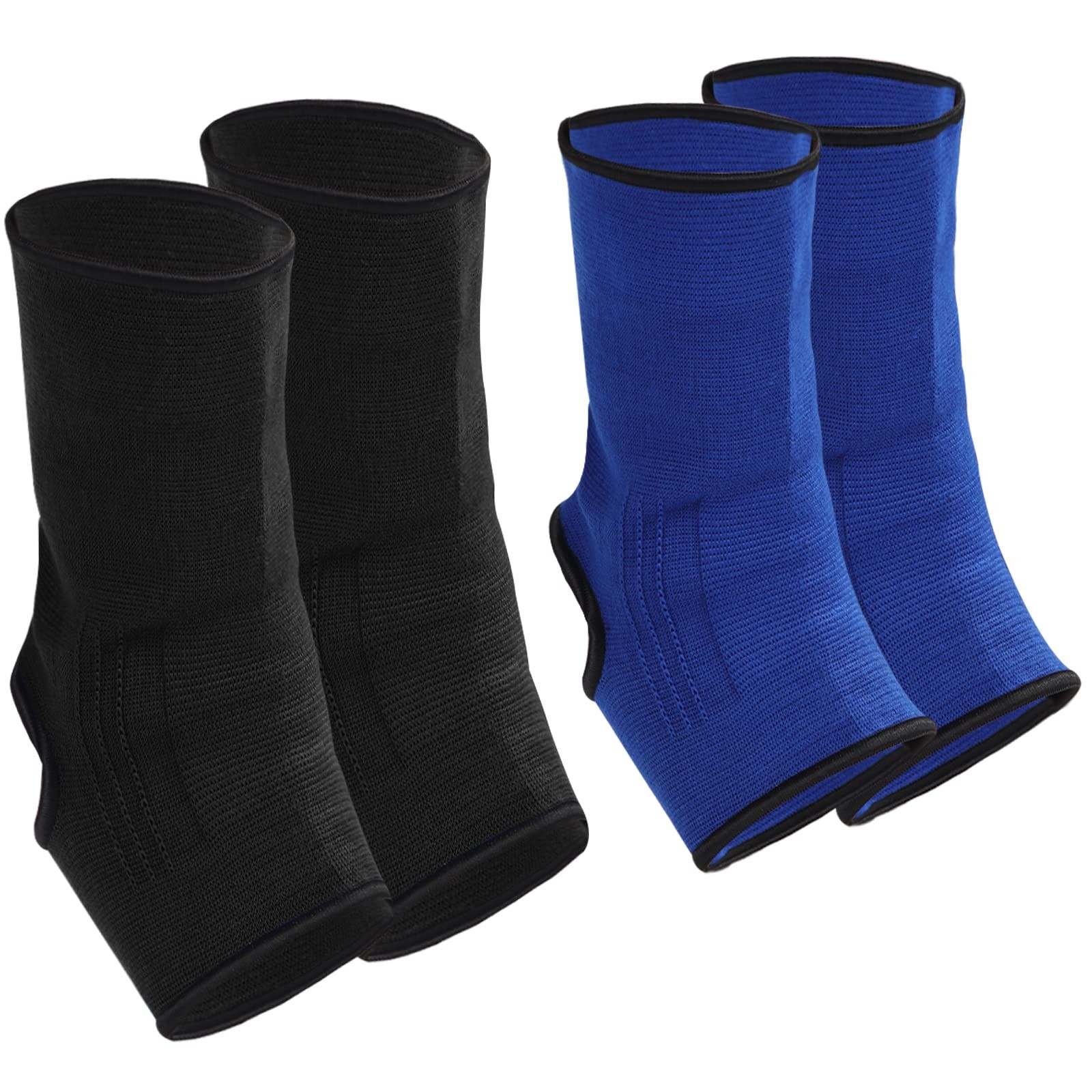 2 Pairs Muay Thai Ankle Support Compression Sleeves Boxing L Black Blue