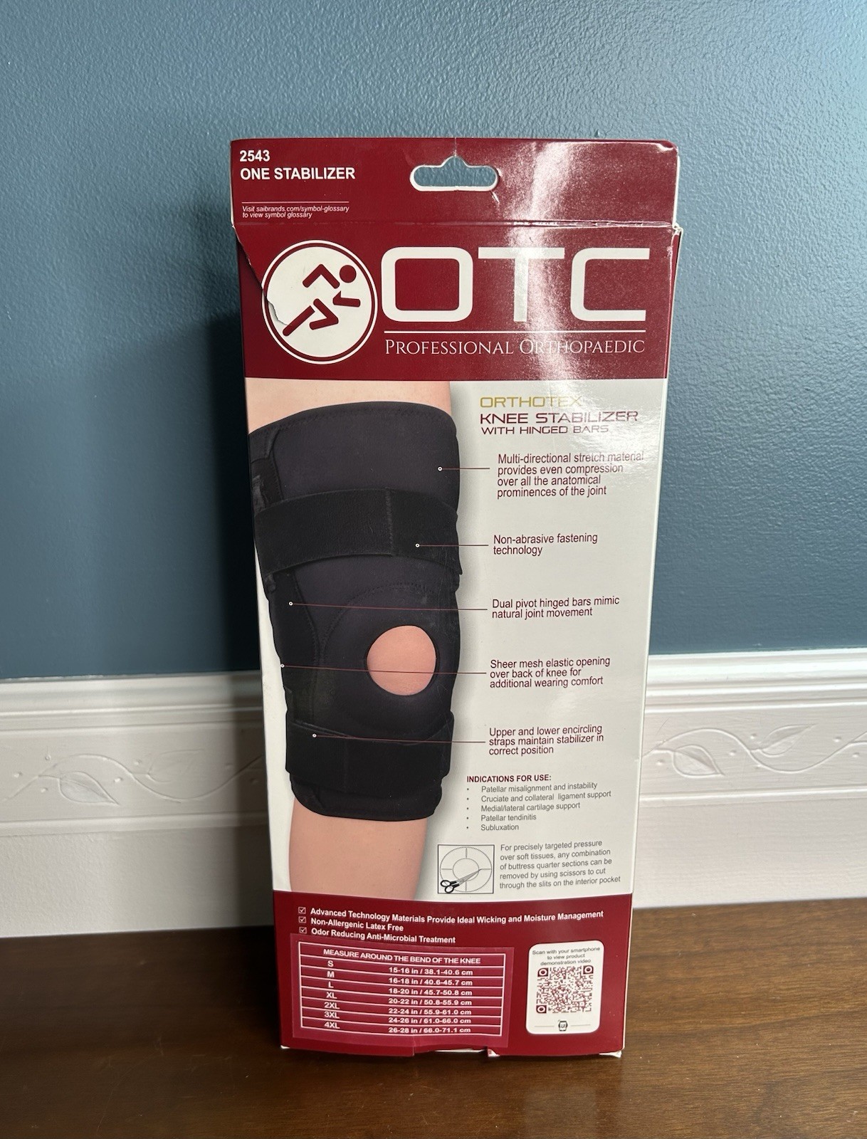 OTC Knee Stabilizer Wrap With Hinged Bars Black Neoprene Size 2XL NIB