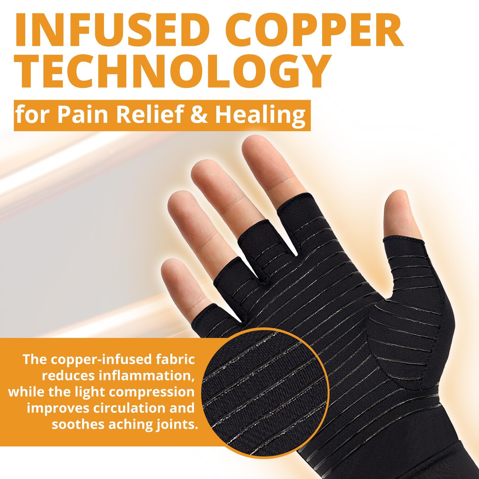 Half Finger Compression Gloves with Copper Infusion for Arthritis Pain Relief…