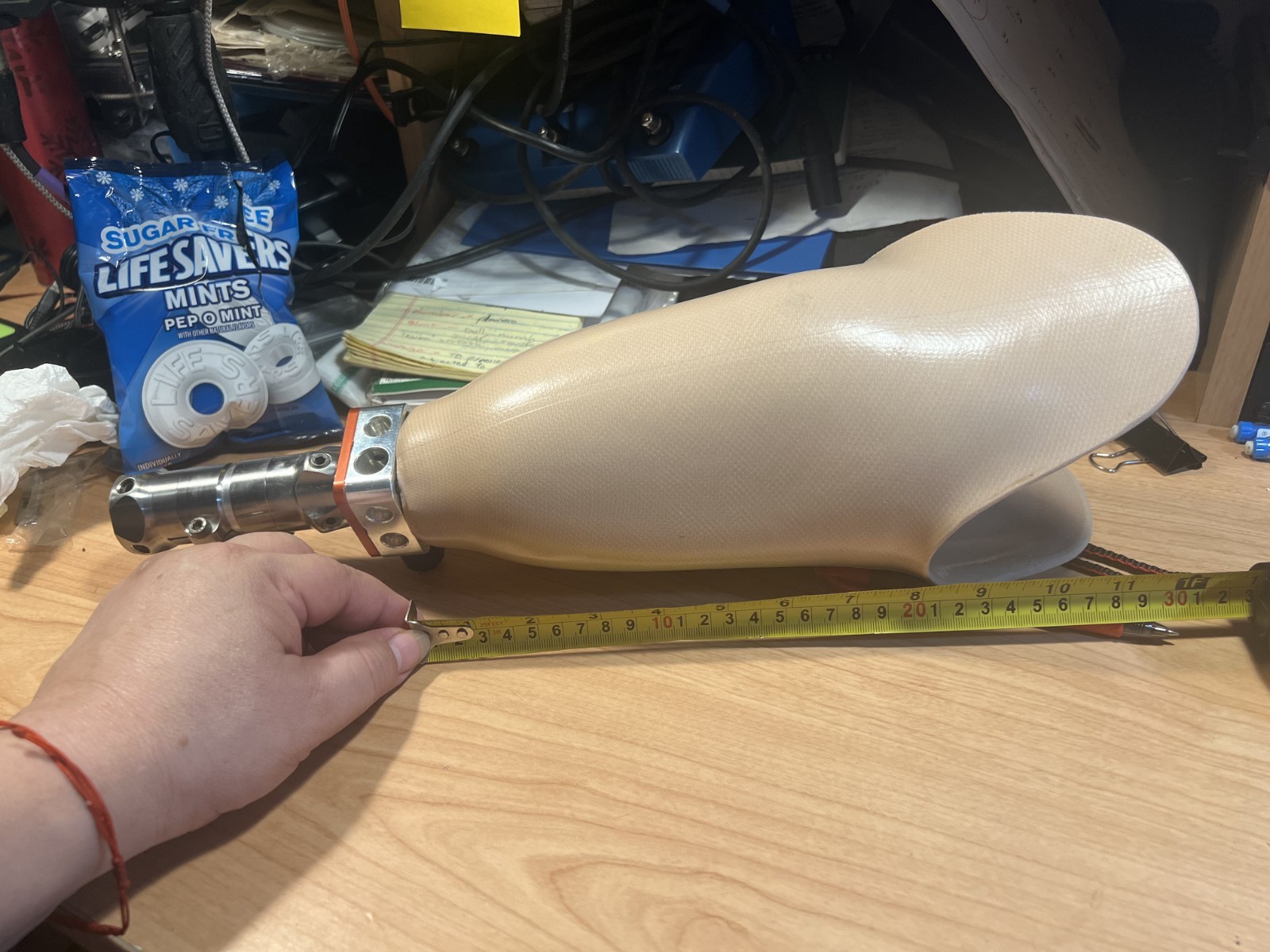 Prosthetic Socket with components. Right leg. Below Knee (BK). USED