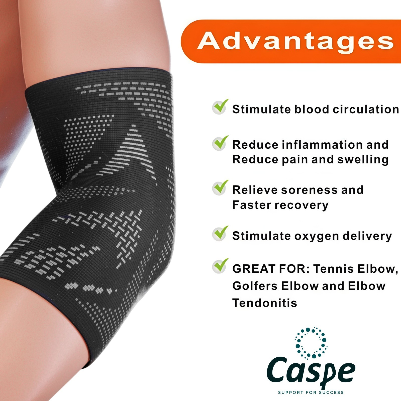 2X Elbow Brace Compression Support Sleeve Arthritis Tendonitis Reduce Joint Pain
