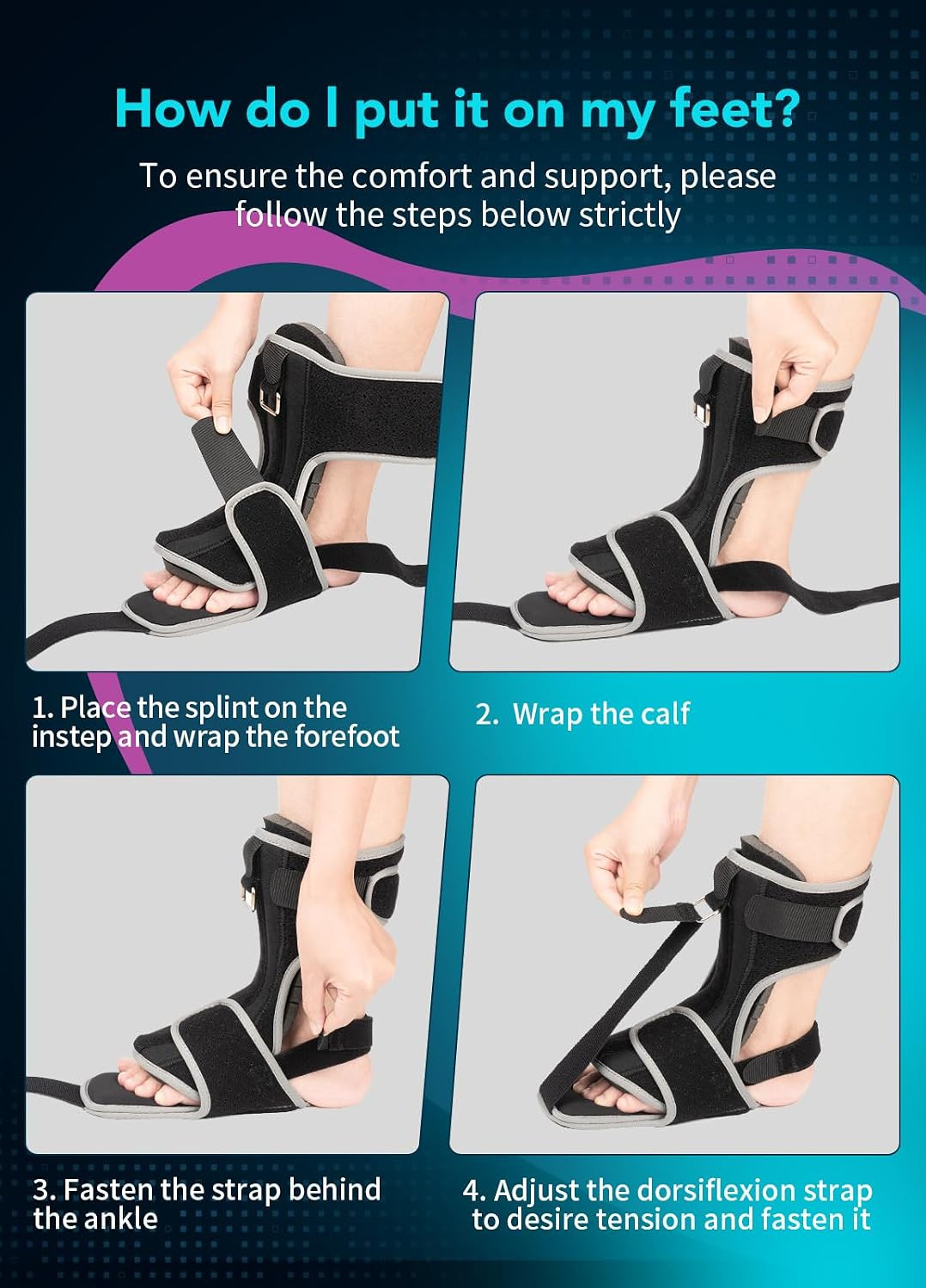Plantar Fasciitis Night Splint with Massage Ball for Plantar Fasciitis Relief, C