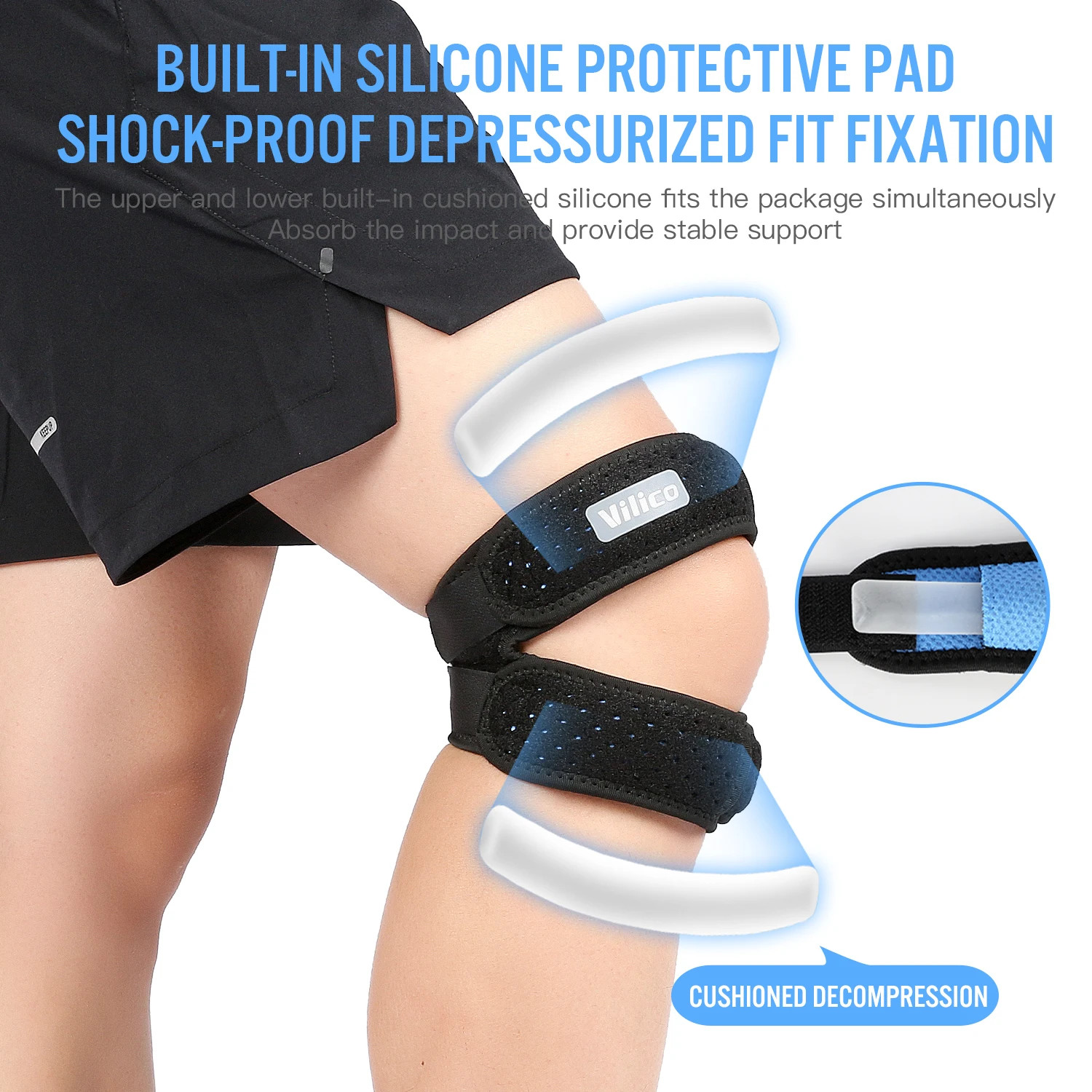 1/2Piece Patellar Tendon Support Strap Adjustable Knee Strap for Exercise Runnin
