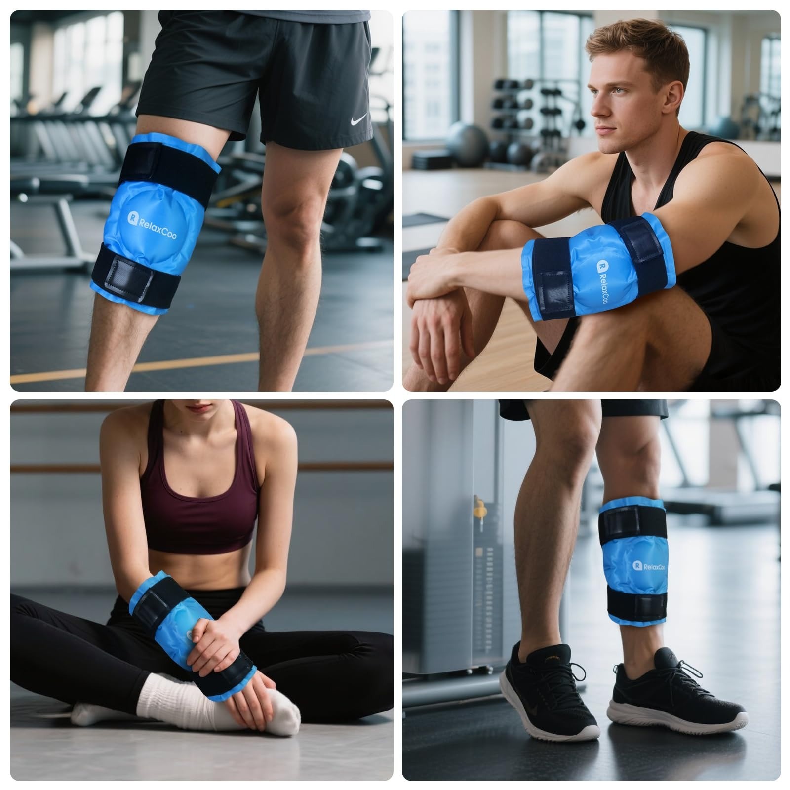 RelaxCoo Ice Pack for Knee Pain Relief, Reusable Gel Wrap, Blue