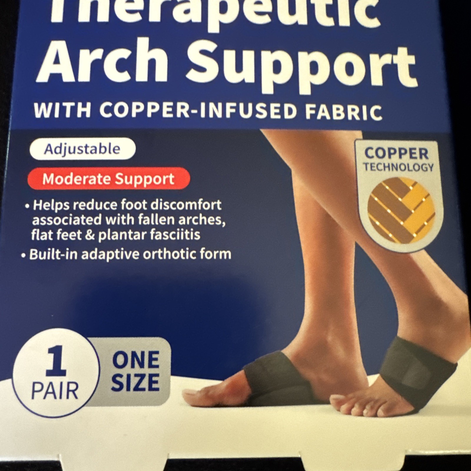 (3) Therapeutic Arch Support W/ Copper-Infused Fabric~Moderate Support~One Size
